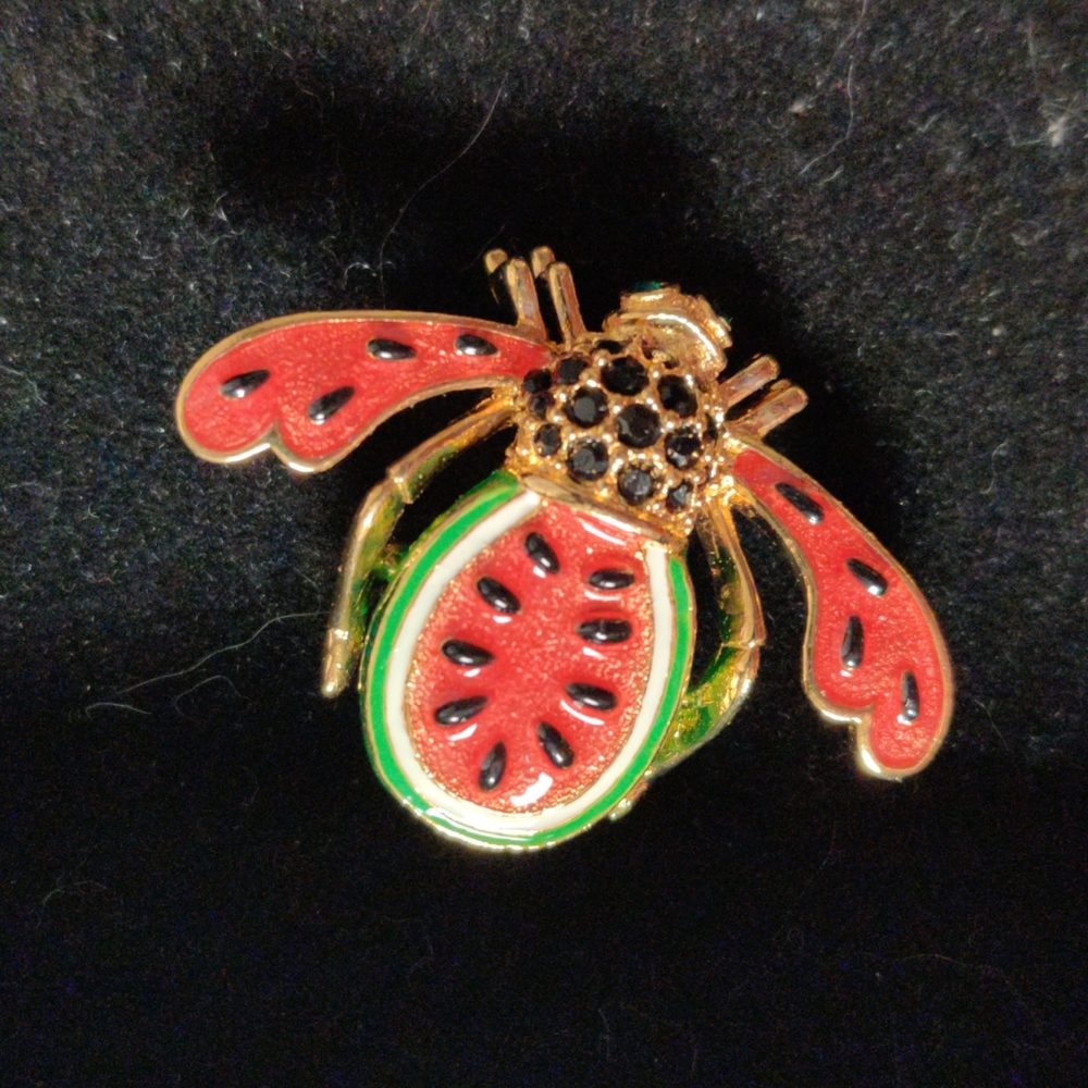 Joan Rivers RARE watermelon bee brooch pin